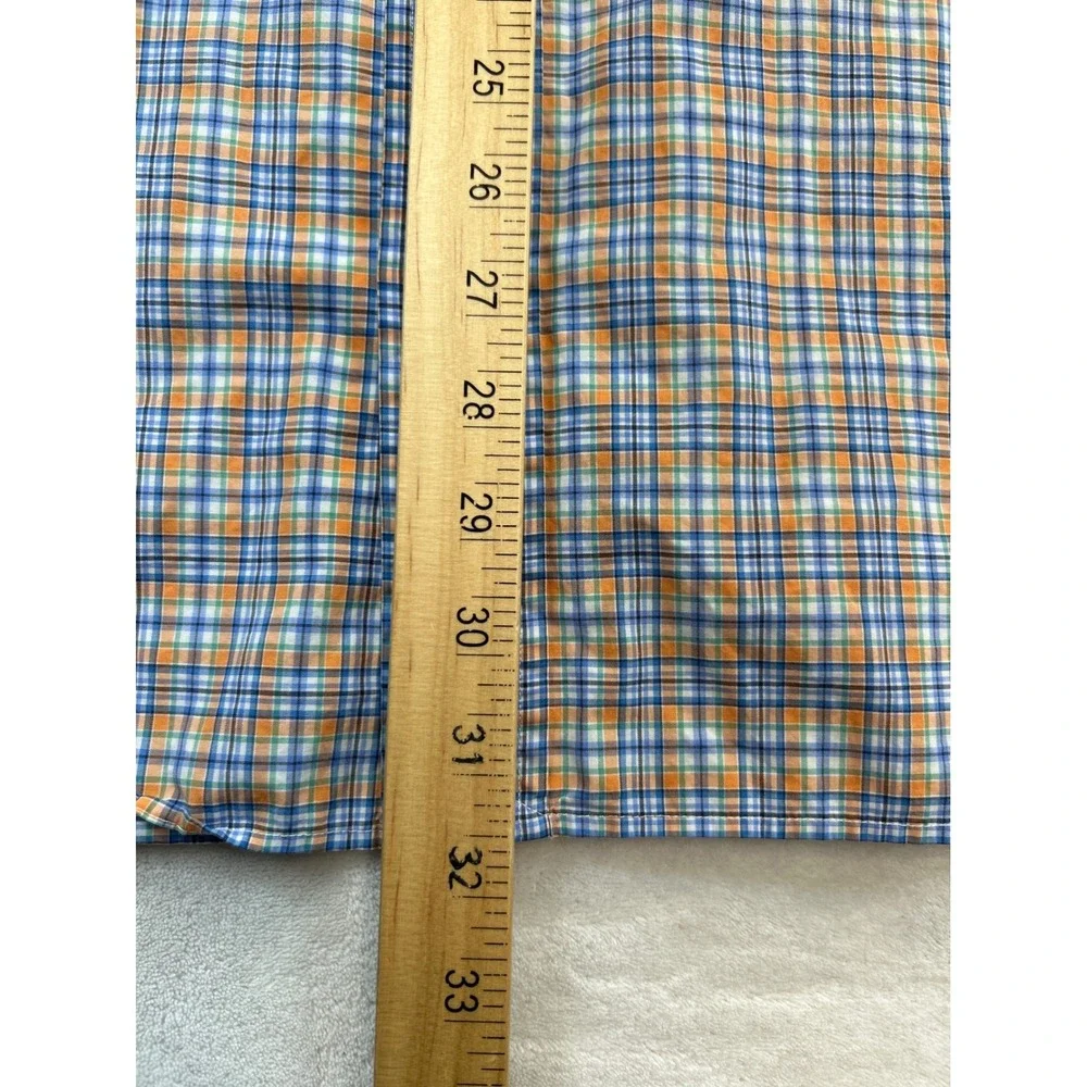 Polo Ralph Lauren Shirt Mens 2XB Big Orange Blue Plaid Button Down‎ Cotton